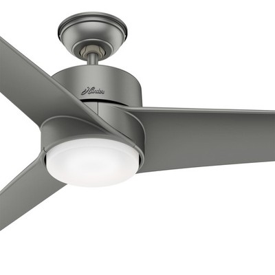 Hunter Fan 54 inch Matte Silver Outdoor Ceiling Fan with Light and 3 Blades