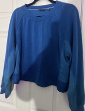 Danskin Blue Solid Crewneck Pullover Sweatshirt Raglan Polyester Women  s L/G/G