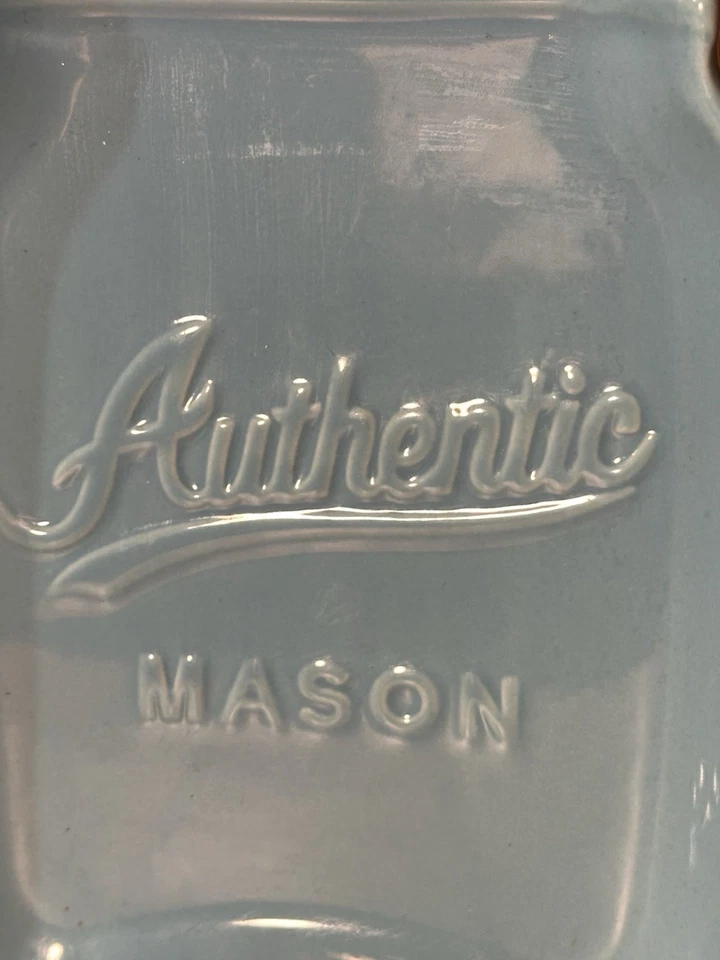 Ceramic Teal Authentic MASON Jar Shaped Themed 7”x5” Spoon Rest Home Essentails - Image 2 of 4