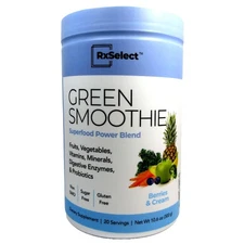RxSelect Green Smoothie Superfood Power Blend Powder Drink Mix Berries and Cream