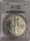 2002 AMERICAN SILVER EAGLE :: PCGS MS-69 ::