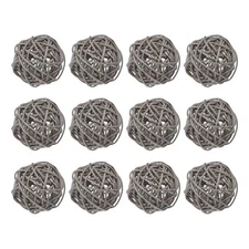 12 Pcs Wicker Rattan Balls 2In for Vase Fillers Party Decorative Grey