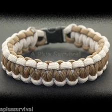 Desert Sand & Coyote Brown Paracord Rope Survival Bracelet  - Made in the USA
