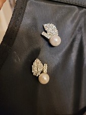 Earings faux pearl and faux diamond, formal dinner jewelry, nice expensive look