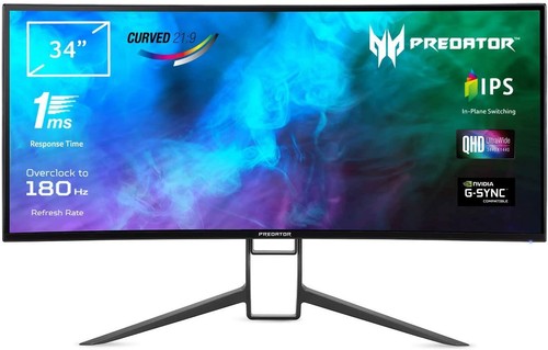 Acer Predator X34gs 34 Zeroframe Curved Gsync Compatible 180hz Hdr400 Monitor Ebay