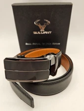 Men's Bulliant Black Leather Belt w/Buckle Cut to Size Fits 28" to 34"