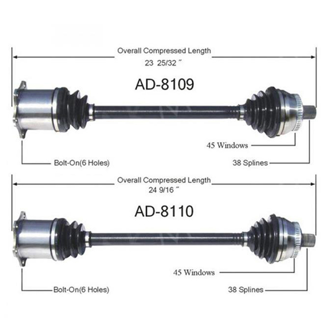 TrakMotive CV Axle Shaft CV joint 2x fits from 2001 to 2005 Audi