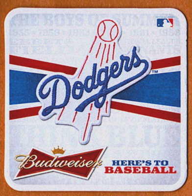 Budweiser Here's To Baseball Beer Coaster LA Dodgers