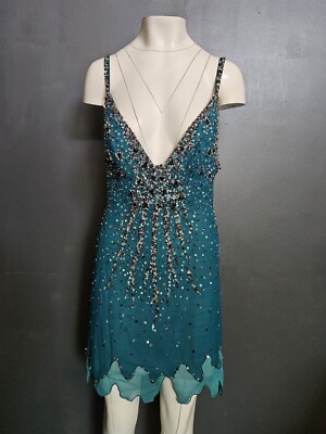 sachin and babi light blue dress Beaded Shift Cocktail Dress
