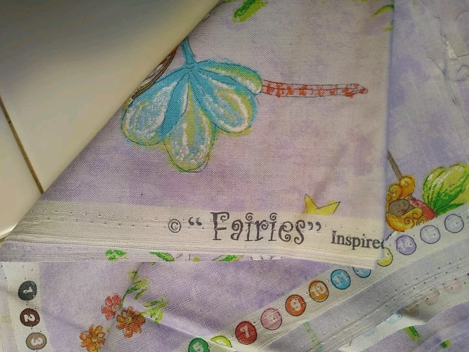 2 yds Fairies on Lavender Cotton Fabric by Marcus Brothers - Image 4 of 4