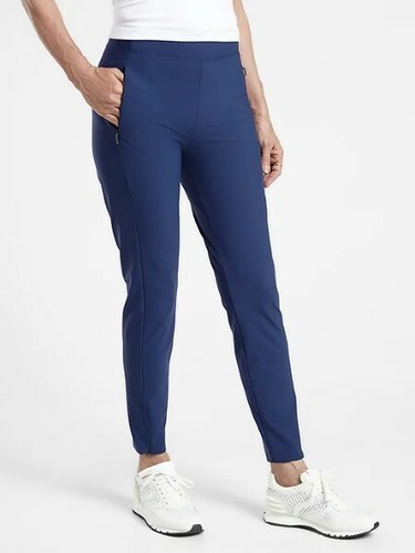 Athleta 0 Stellar Tight Leggings Pant Blue #982974 Stash / Zip Pockets