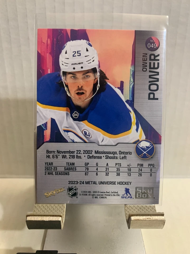 2023-24 SkyBox Metal Universe Owen Power #049 Buffalo Sabres - Image 2 of 2