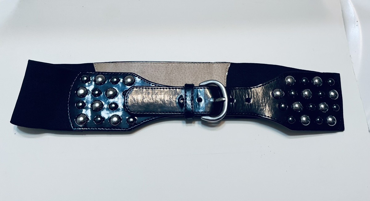 WHBM Black Studded Belt Double Black Pyramid Stud Belt | Hot Topic main image 3