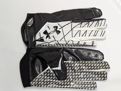 UA WARP SPEED RECEIVER FOOTBALL GLOVES, NFL, 1230450, BLACK / WHITE- STICKY!! 