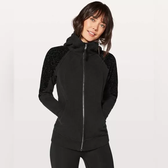 Lululemon Scuba Hoodie Light Cotton Fleece (Floral Flock) Black