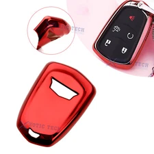 Red Soft TPU Remote Control Smart Key Fob Cover For Cadillac ATS CT6 Escalade
