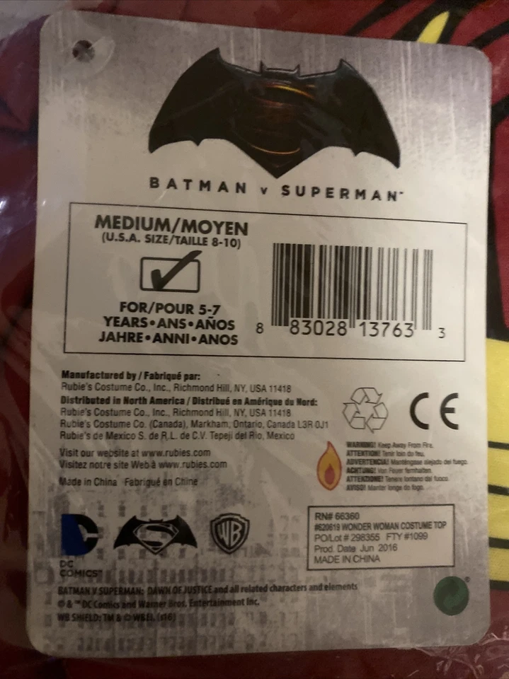 Wonder Woman Girls Halloween Costume. Sz M.  Shirt & Tiara  DC Comics. By Rubie - Image 4 of 4