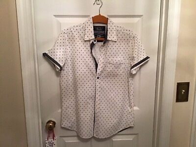 Broken Threads Men Button Down Shirt Short Sleeves sz M Airplane Motfit 