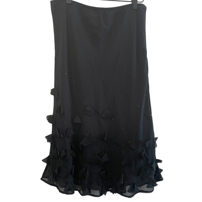 Vintage Lapis Silk Black Whimsigoth Fairy Sequin Asymmetric Ruffle Detail Skirt