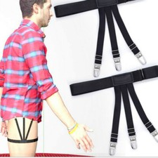 Men Shirt Stays Holders Adjustable Elastic Suspenders Suit Brace Garter Belt