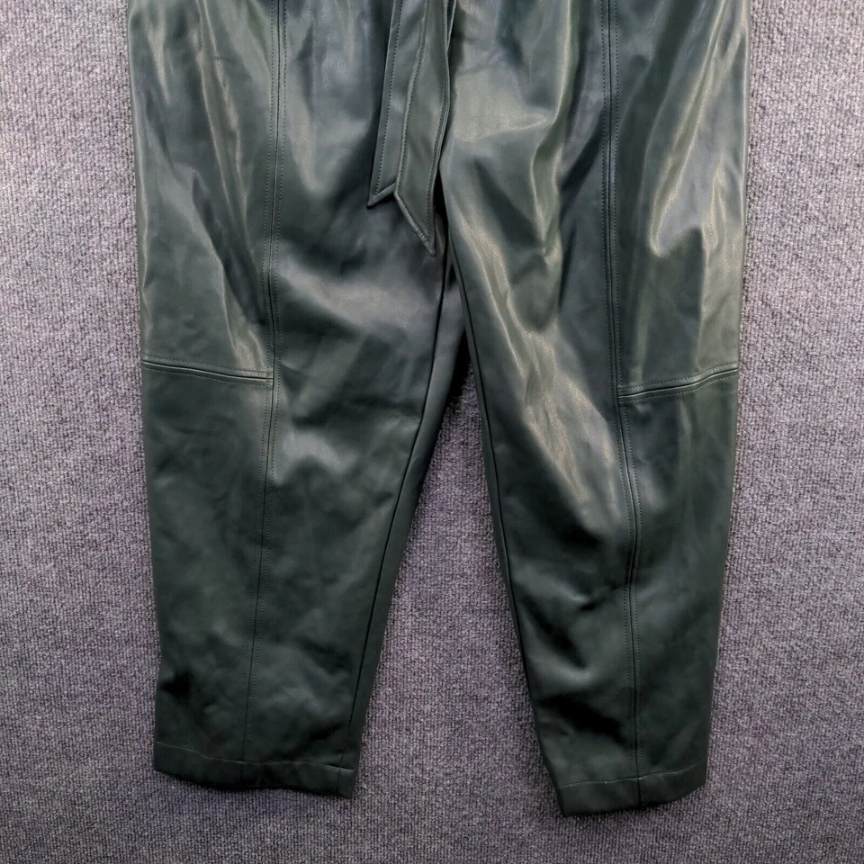 Mono Anthropologie Para Mujer Samira Cuero Vegano 16W Verde Cinturón Cuello Cuadrado Foto 4 de 4