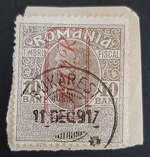Romania: 1917 - German Occupation in WWI - 10 Ban Additional War Tax - Overprint
