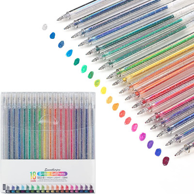 SMOOTHERPRO Metallic Gelstifte | Glitzer Gelstifte Set | 18 Stück Gelschreiber |