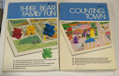 Learning Resources Three Bear Family Fun & Counting Town Game Lot Vintage School