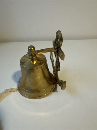 Solid Brass Vintage Door Bell with Ship Anchor Wall Hanging Decor Wall Mounted - Picture 4 of 8