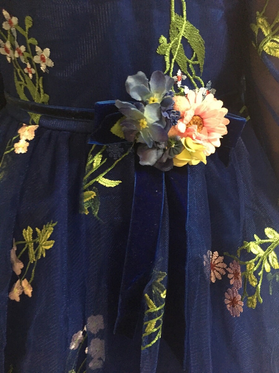 david charles blue dress David Charles Girls EID Light Blue Gold Floral Summer Party Dress