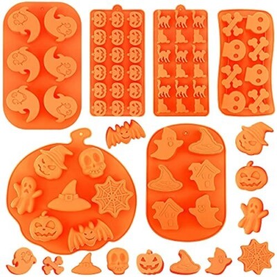 Aneco Backformen Set 6 Stück Halloween Silikon, Kürbis, Geist, hochwertig