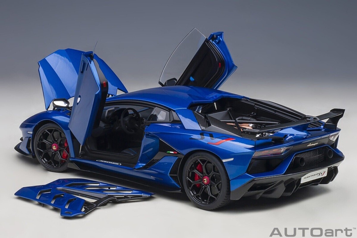 オートアート　Lamborghini　AVENTADOR 1/18 Lamborghini Aventador SVJ Blue Nethuns Composite Model Car By