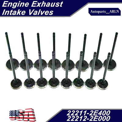 16PCS NU Engine Intake Valve & Exhaust Valve For Hyundai 1.8L 2.0L # 22211-2E400