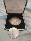1992 American Silver Eagle 1oz .999 Fine Silver Dollar with Box And 1964 50 Cent