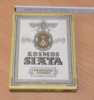 schöne alte Zigarettenschachtel »Kosmos Sixta Zigaretten Dresden«