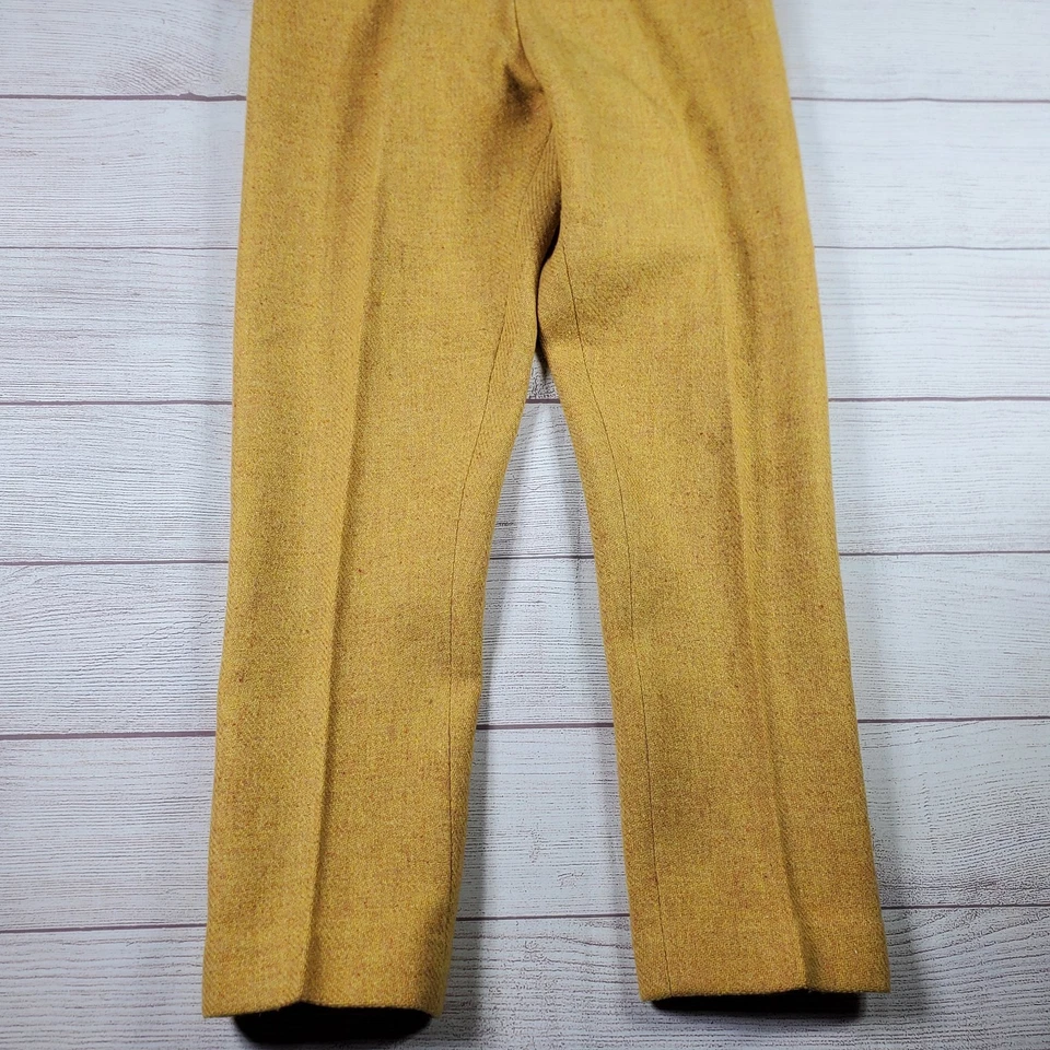 Vintage 50s-60s Wool Yellow Trouser Talon Zip Pant Size XS-S Zip Button Closure  - Image 4 of 4