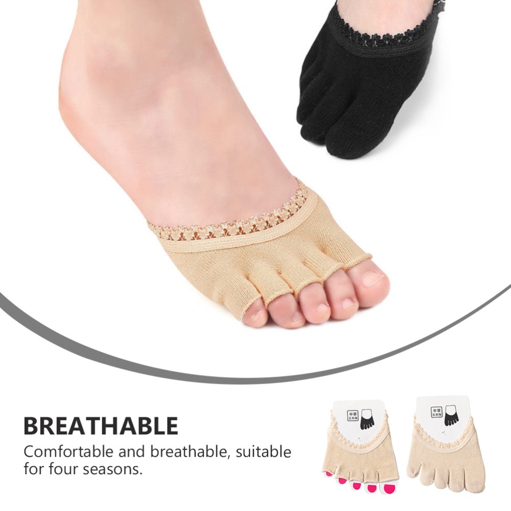 SAOLA 2 Paia Calze Pizzo Cinque Dita Miss Donna Donna Bocca Profonda Suola Pad