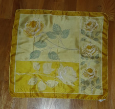 Vintage 40s-50s Vera Yellow Green Roses Floral 100 Silk Square Scarf 15"