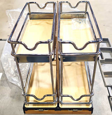 Rev-A-Shelf 5WU2-9W2-1 9in 2-Shelf Cabinet-Mount Pull-Out Wire/Wood Rack