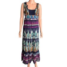 Tiered Sleeveless Prairy Dress EST XS Baby Doll  Crochet Aztec Boho Peasant