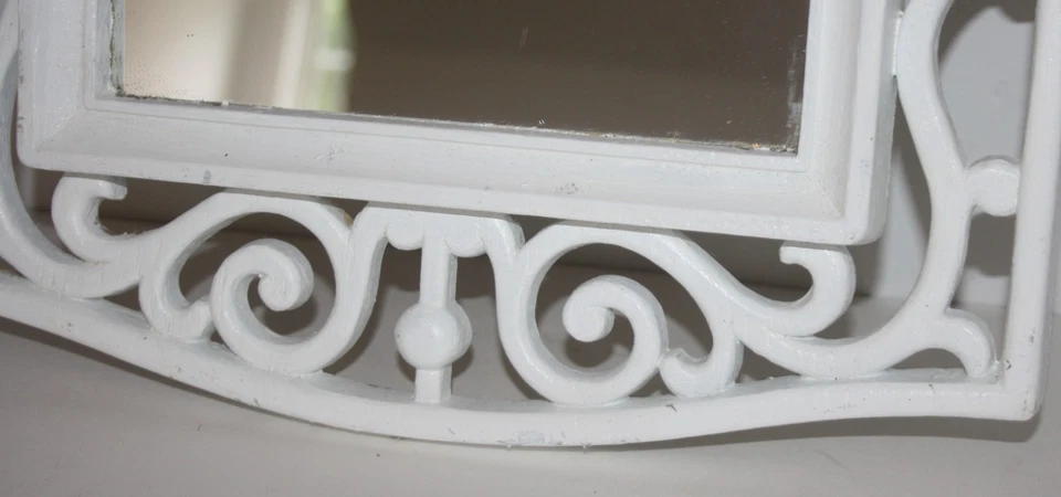 Vintage White Cottage Wall Mirror Open Weave Pattern Design 13.75X22 - Image 4 of 4