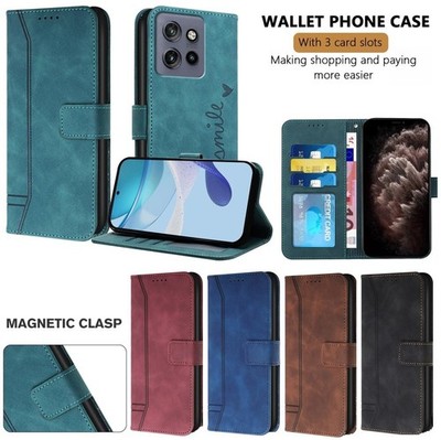 For Motorola Moto ''All''Series Magnetic Leather Flip Stand Card Wallet Case Cover