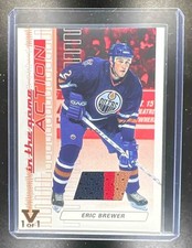 2003-04 In The Game Action Eric Brewer Ruby Jersey MEM Vault 1/1 SP
