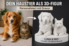 Haustier Andenken Gravur 3D Figur Hund Katze nach Foto personalisiert Deko