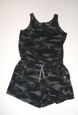 Athleta Girl On the Go Romper Teen XL 14 Black Gray Camouflage Print Quick Dry