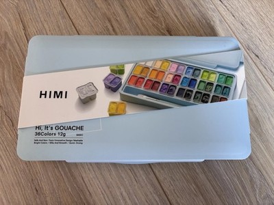 HIMI Gouache Farben Set, 36 Farben, Twin-Jelly-Cup-Design, 3 Pinsel