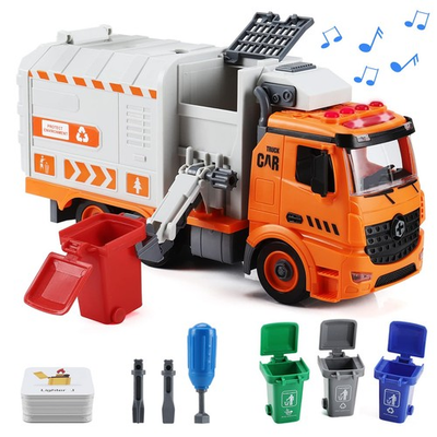 #ad Garbage Truck Toys DIY Realistic Recycling Trash Truck Toy with Light and So... $27.35