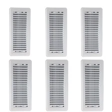 Hartford Ventilation 4 x 10 Floor Vent Covers White 6 Pack - Heavy Duty Walka...