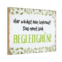 Holzschild 12X18 Cm WäChst Kein Unkraut BegleitgrüN Spruch Zitat Deko Geschenk H