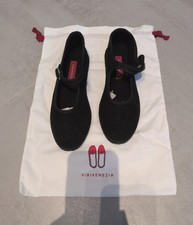 Vibi Venezia Black Suede Mary Jane Shoes Size Eu 36